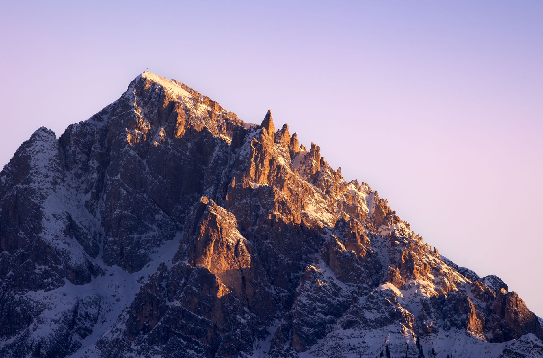 Dolomite mountain peaks surrounded by mist